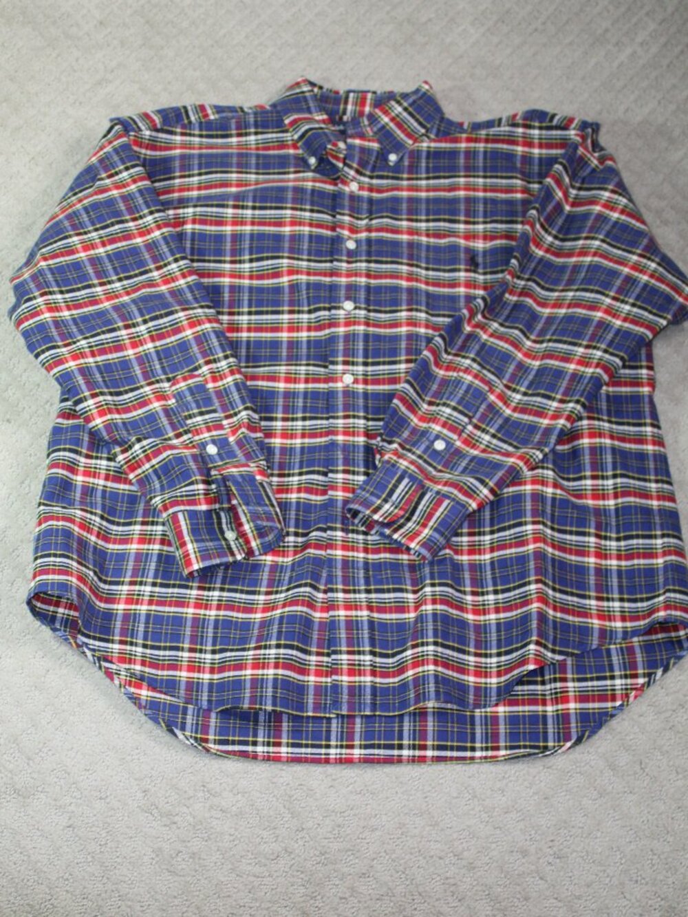 Ralph Lauren Size M "Big Shirt" 100% Cotton Plaid Long Sleeve Button Up Shirt